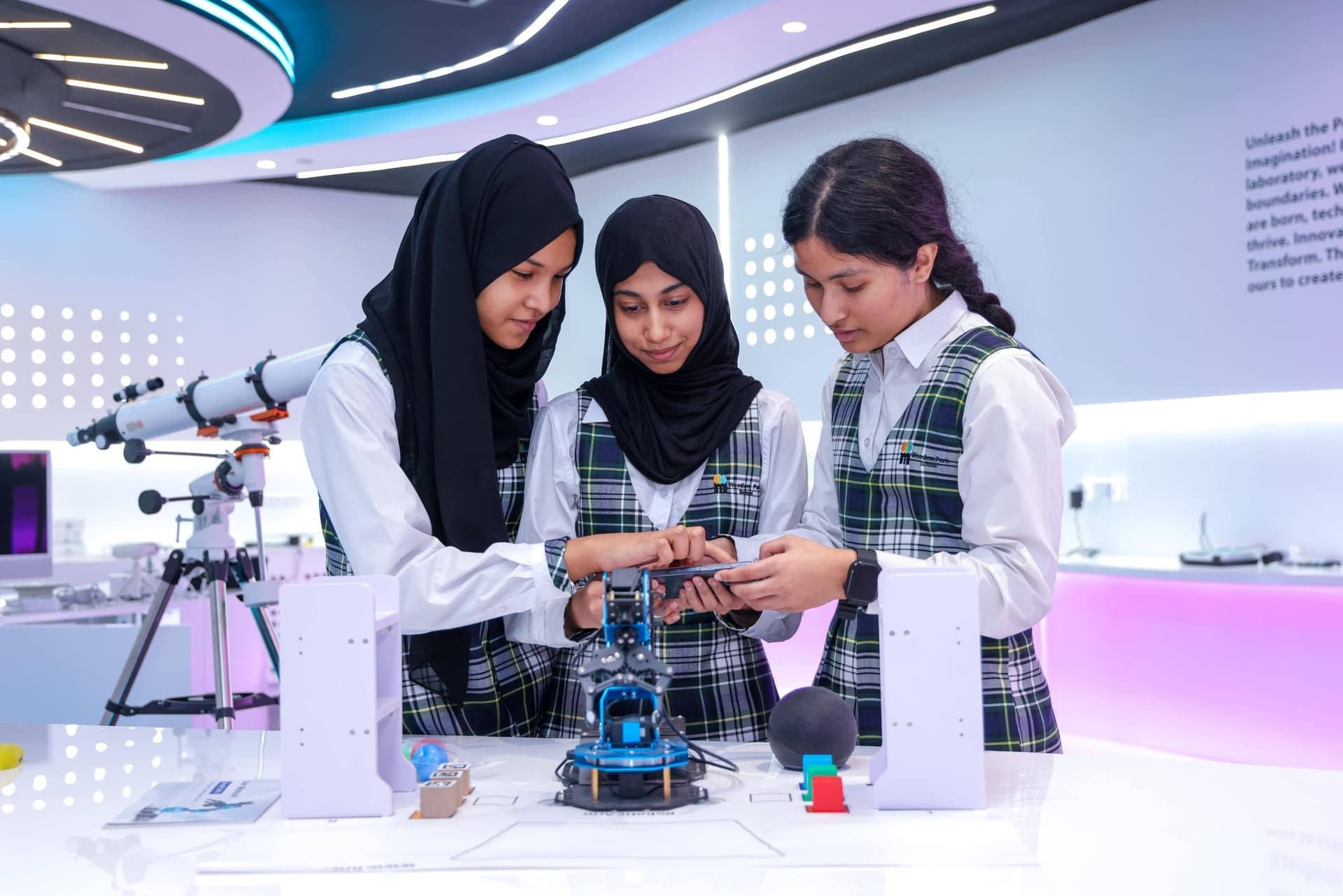 Students in the after-school robotics club
